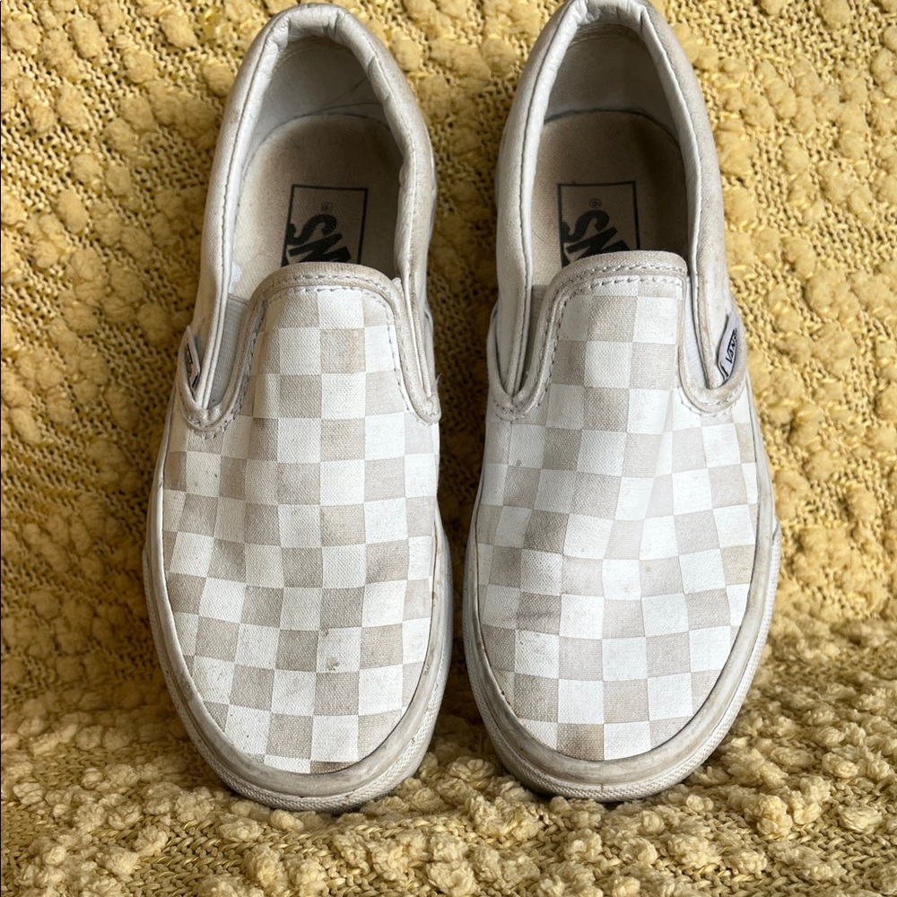 Vans  White Checkered Slip-On Sneakers